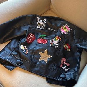 Very cute fun faux leather lightweight black girls jacket size 5